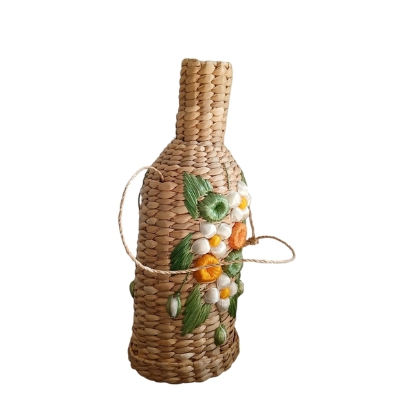 Vintage 60's Mexican Wine Bottle Holder Bag Woven Rattan - Picture 12 of 13